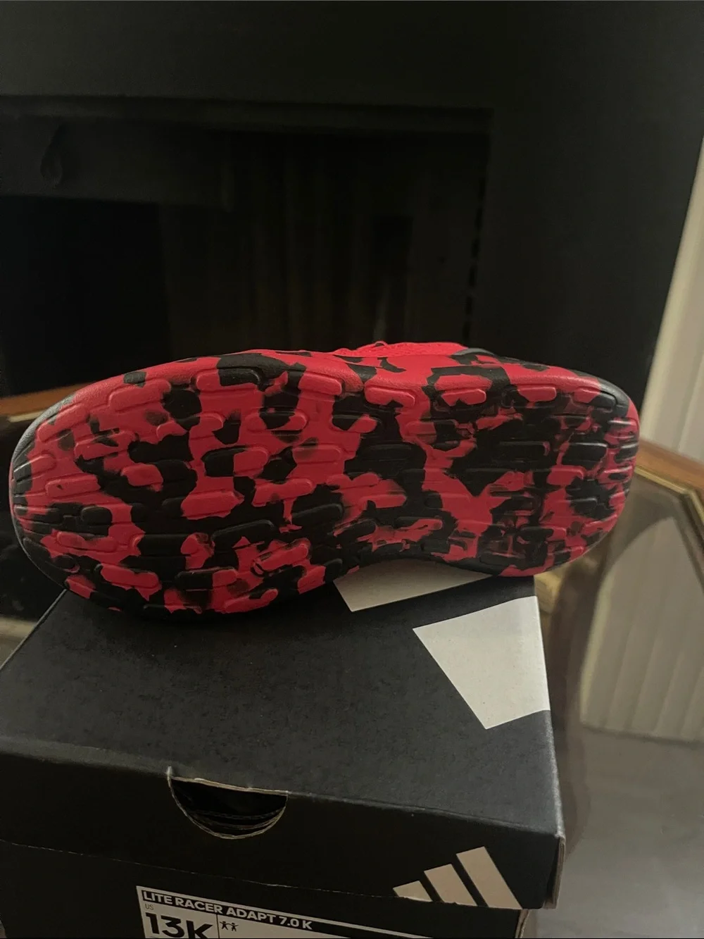 adidas Kids Red and Black Lite Racer Slip-On Sneaker